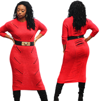 "LADY IN RED" long knit maxi sweater