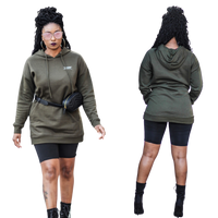 "NETFLIX AND CHILL" olive green hoodie/dress