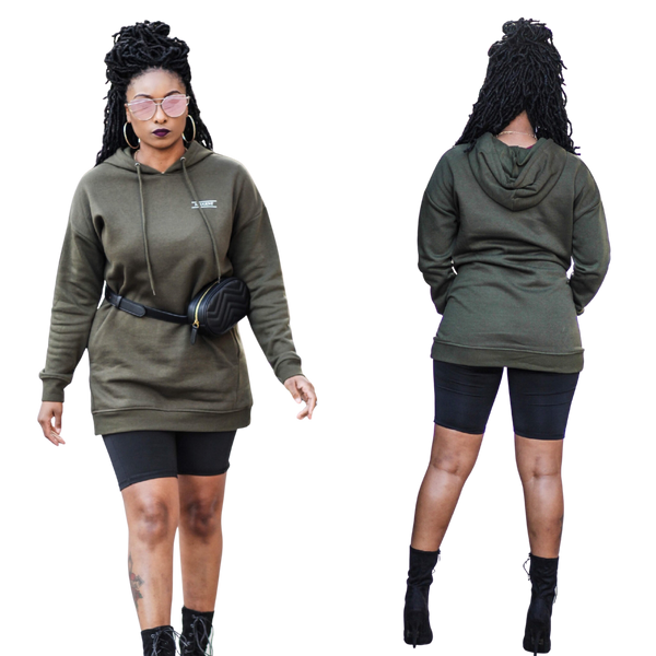"NETFLIX AND CHILL" olive green hoodie/dress