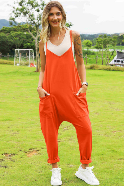 “THROW ON AND GO” Sleeveless V-Neck Pocketed Jumpsuit (Sizes S-3X)