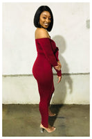 “THE BORDEAUX” burgundy bodycon slit dress